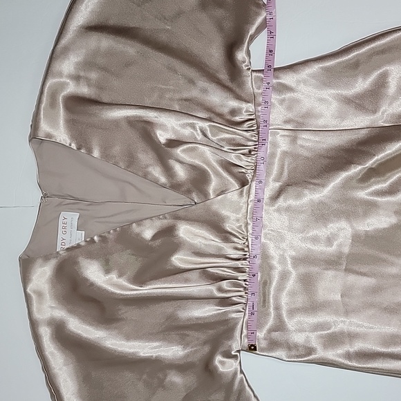 BIRDY GREYJESSE DRESS SHINY SATIN TAUPE DRESS/ SIZE  M. - Picture 8 of 14